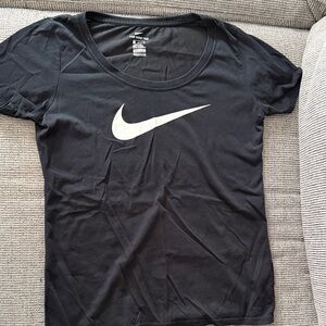 Nike Women's Black Tee with White Logo